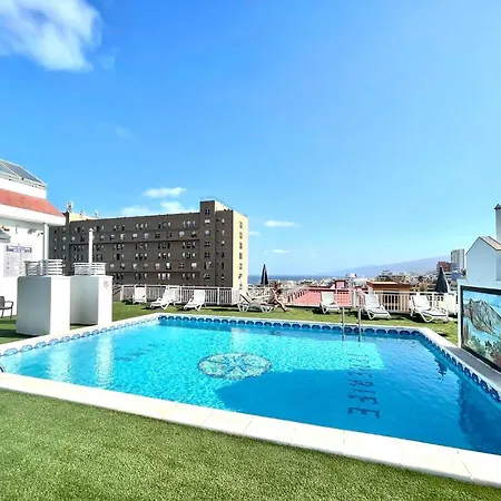 Reformed Studio, Wifi, Rooftop Pool And Ocean View In Puerto De La Cruz